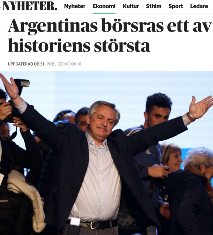 Argentinabörsen rasar. Där folkets minne är kort är marknadens längre. Därför är vänsterpopulism alltid en katastrof.