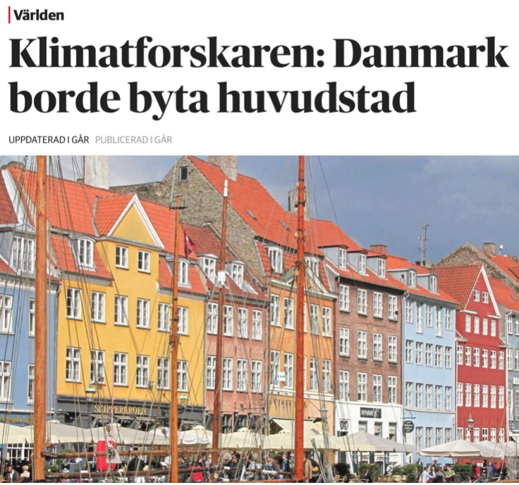 Dansk klimatforskare vill flytta huvudstaden innan den hamnar på havets botten.