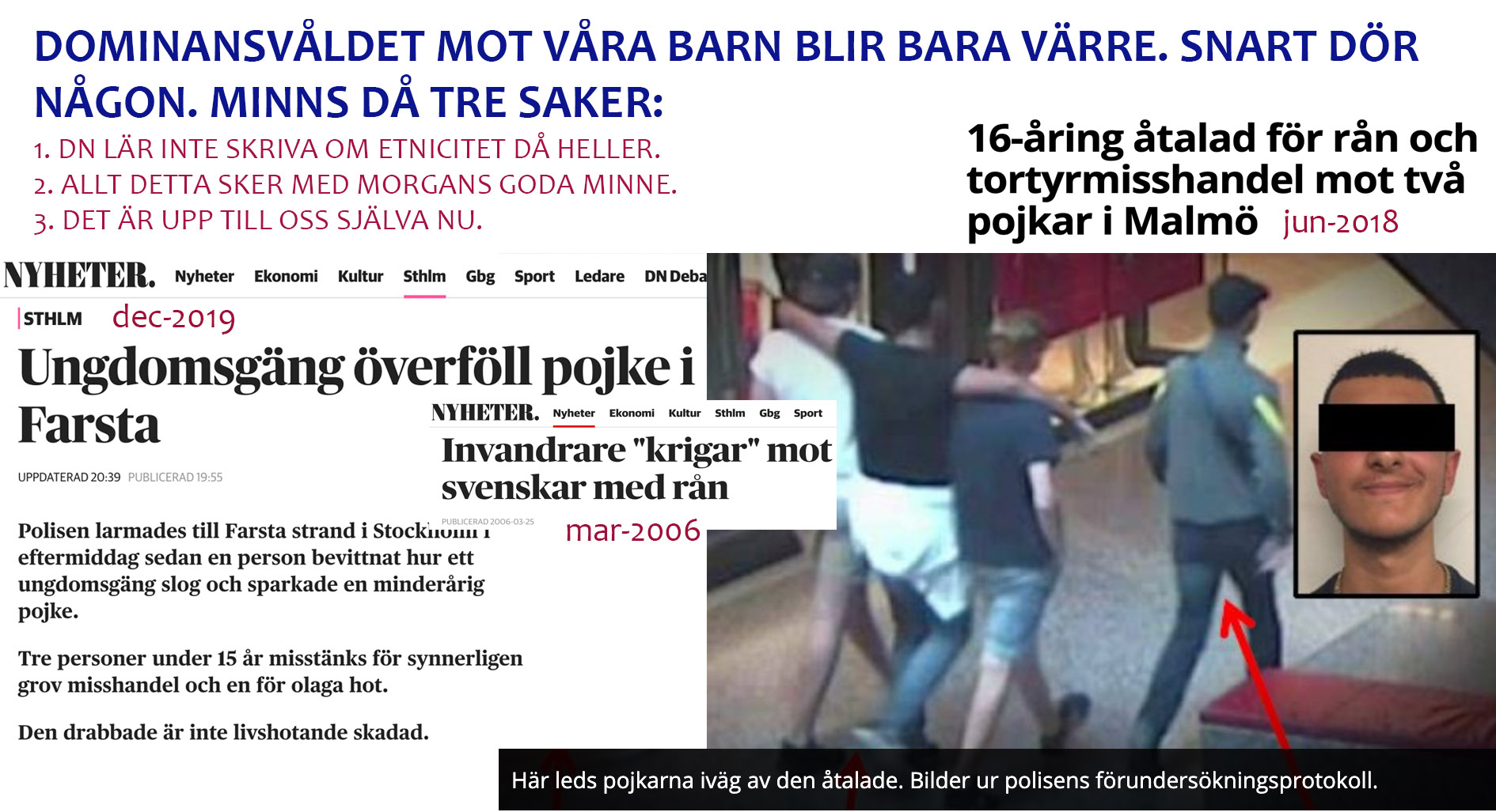 Ännu en ‘synnerligen grov misshandel’ av ett svenskt barn. De tio som sparkade var kanske inte alls invandrare (0,01% chans på det).